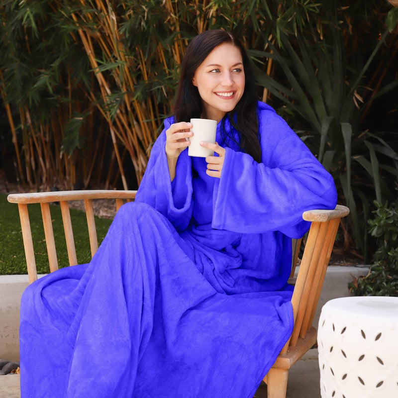 Catalonia Wearable Blanket with Sleeves and Pocket, Soft Comfy Fleece Snuggy Wrap Throws Blanket Robe for Women and Men - Image 2